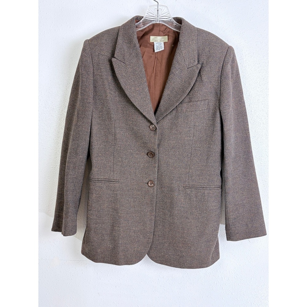 The Territory Ahead Brown Multi Cotton Wool Blend Blazer Womens Size 10